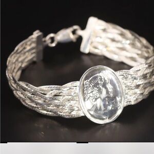 Silver Braided Crystal Bracelet